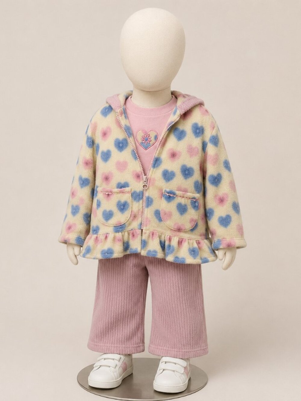 Y2K vintage pink 3 pc fuzzy 3T sweater jacket, under shirt, fleece pants New